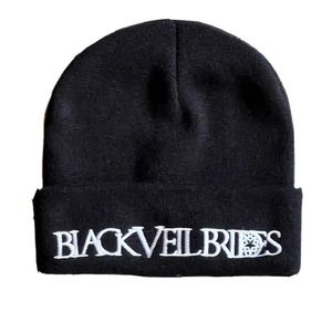 black veil brides black beanie hat skully embroider winter cap